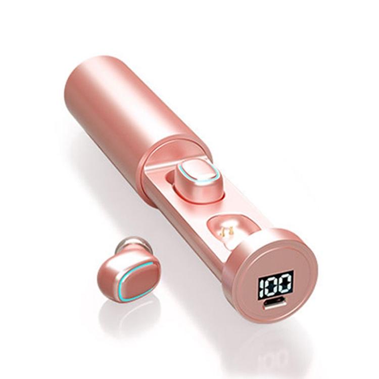 True Wireless Bluetooth Earphones with Digital Display and Charging Box - Pink 11