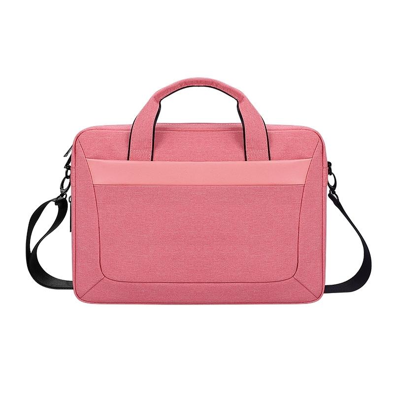 Expandable Laptop Bag - Waterproof Oxford Cloth Detachable Shoulder Strap - Pink 3