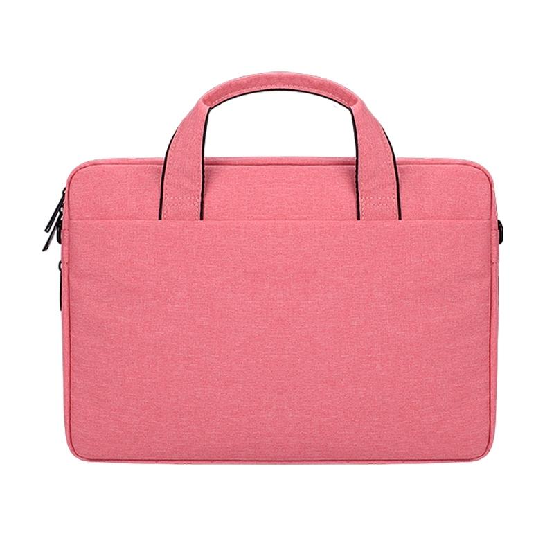 Expandable Laptop Bag - Waterproof Oxford Cloth Detachable Shoulder Strap - Pink 8