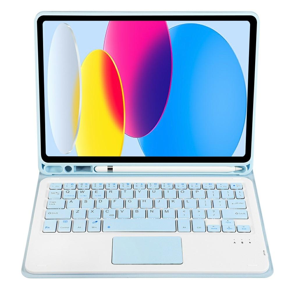 2022 Ipad 10.9 Lambskin Bluetooth Keyboard Case With Pen Slot - Pink 10