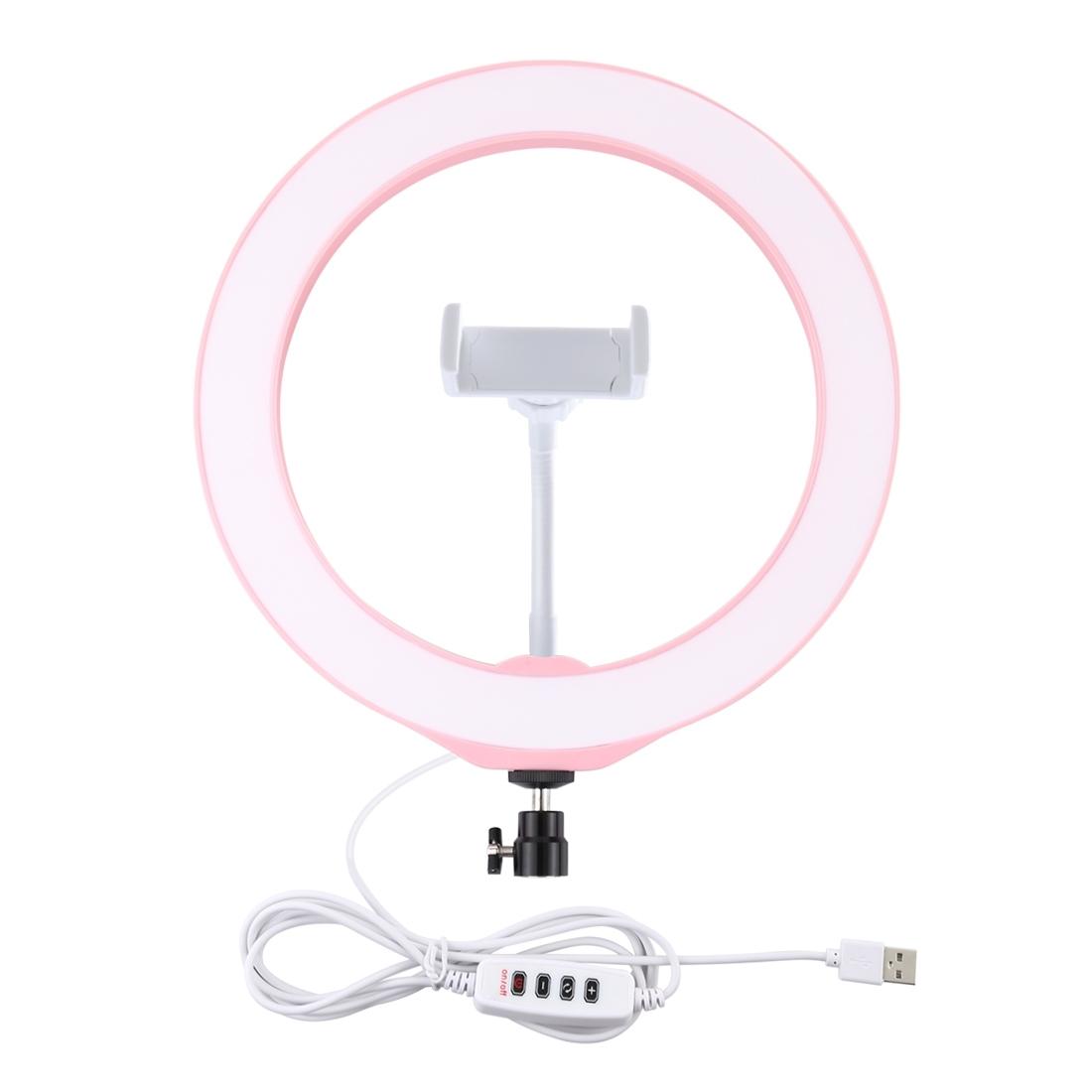 26cm Dimmable Led Ring Light with Tripod and Phone Clamp - Pink 3