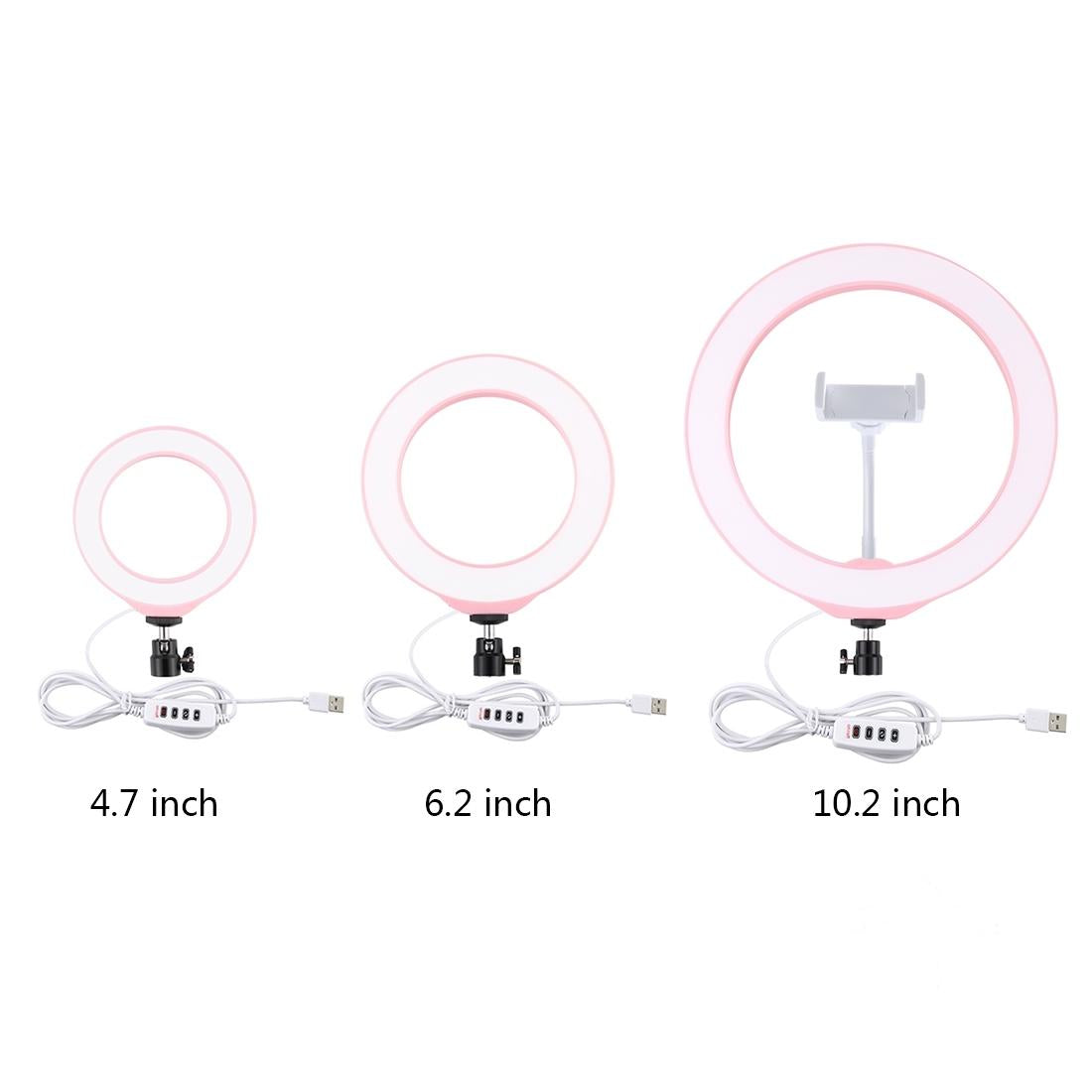 26cm Dimmable Led Ring Light with Tripod and Phone Clamp - Pink 11