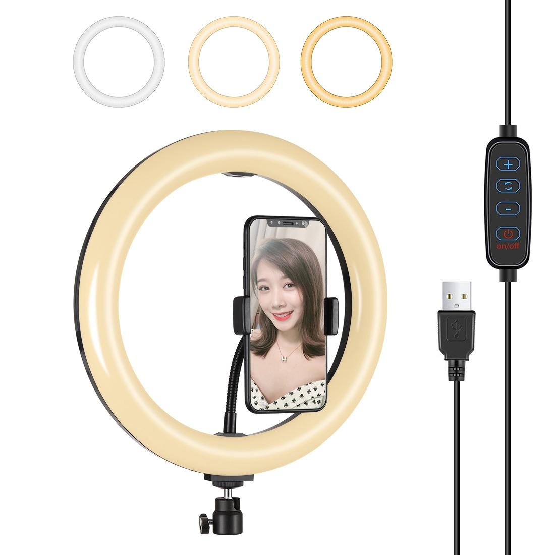 26cm Dimmable Led Ring Light with Tripod and Phone Clamp - Pink 12