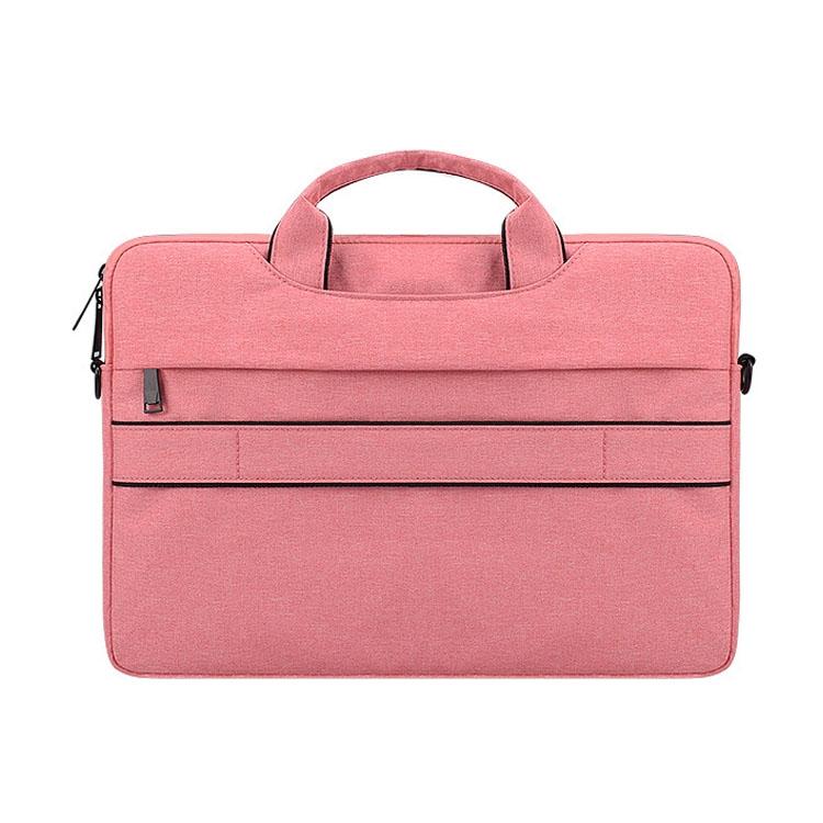 14.1 Inch Laptop Handbag With Hidden Strap And Suitcase Belt - Waterproof And Tear-Resistant - Pink 9