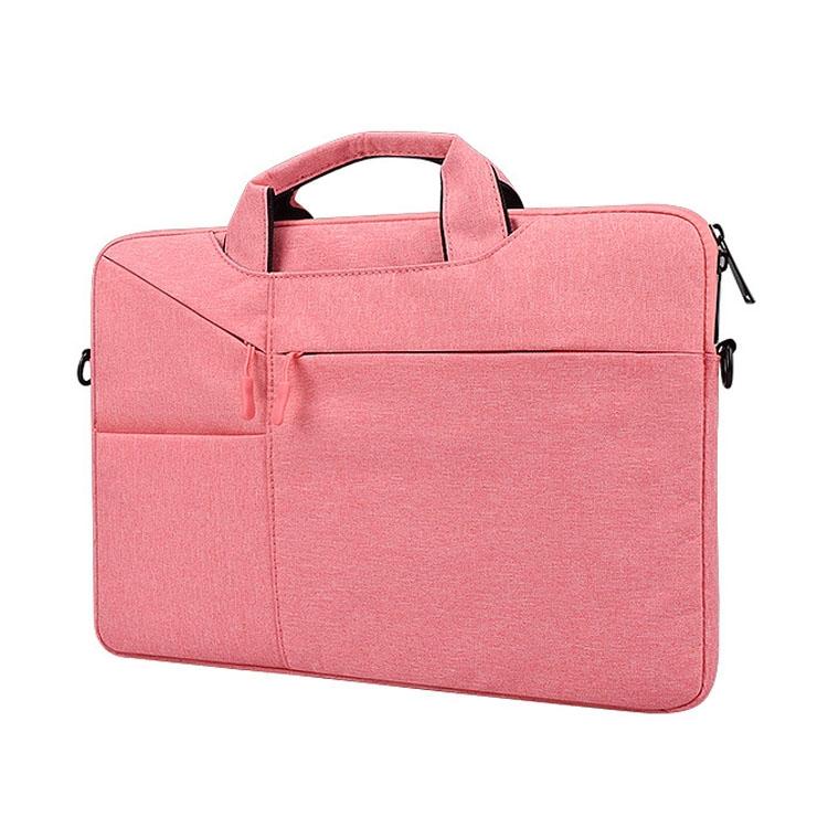 14.1 Inch Laptop Handbag With Hidden Strap And Suitcase Belt - Waterproof And Tear-Resistant - Pink 10