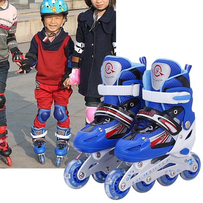 Flash Straight Row Roller Skating Shoes Suit for Children and Adults - Size l - Pink 5