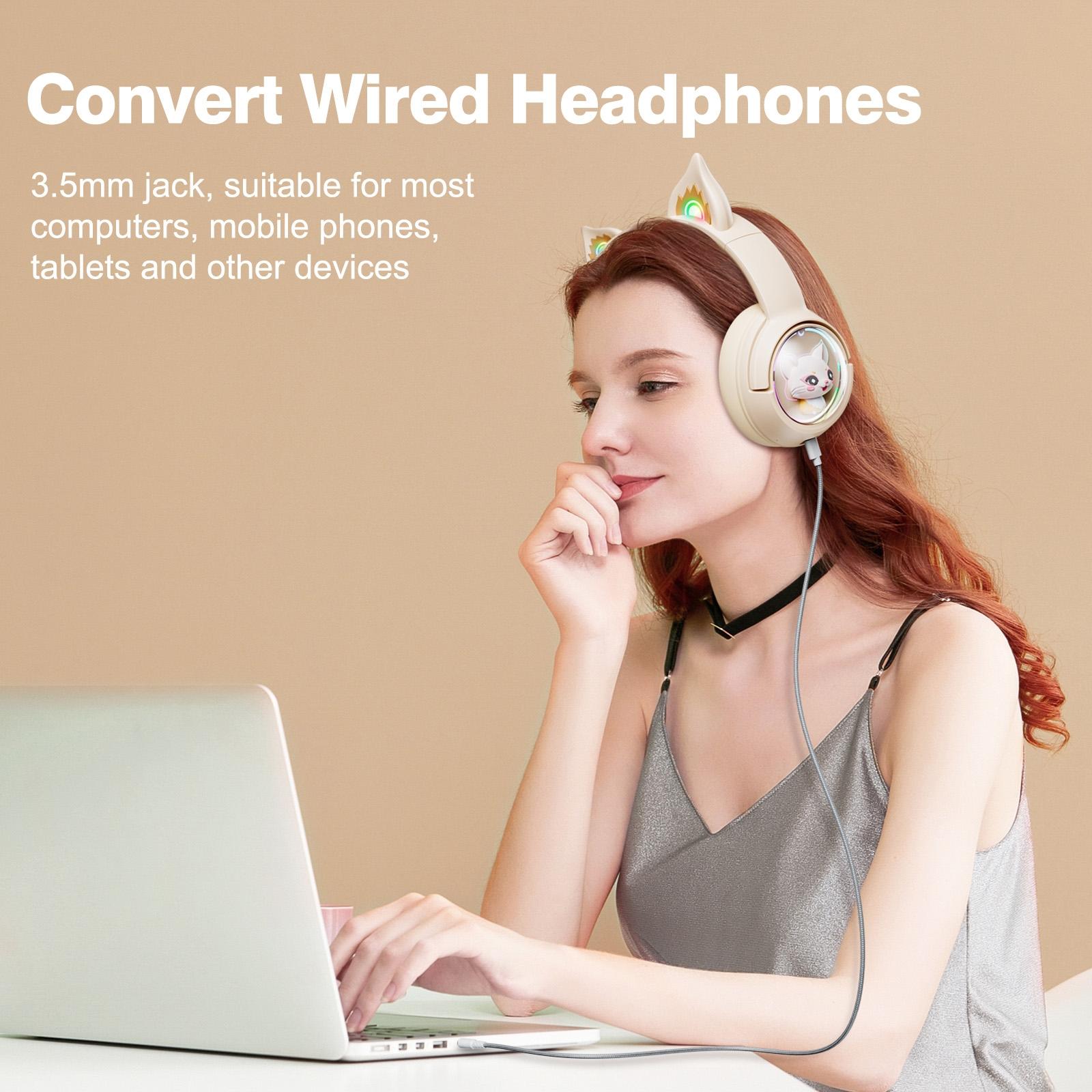 Wireless Cat Ear Bluetooth Headset Usb-C - Pink 8