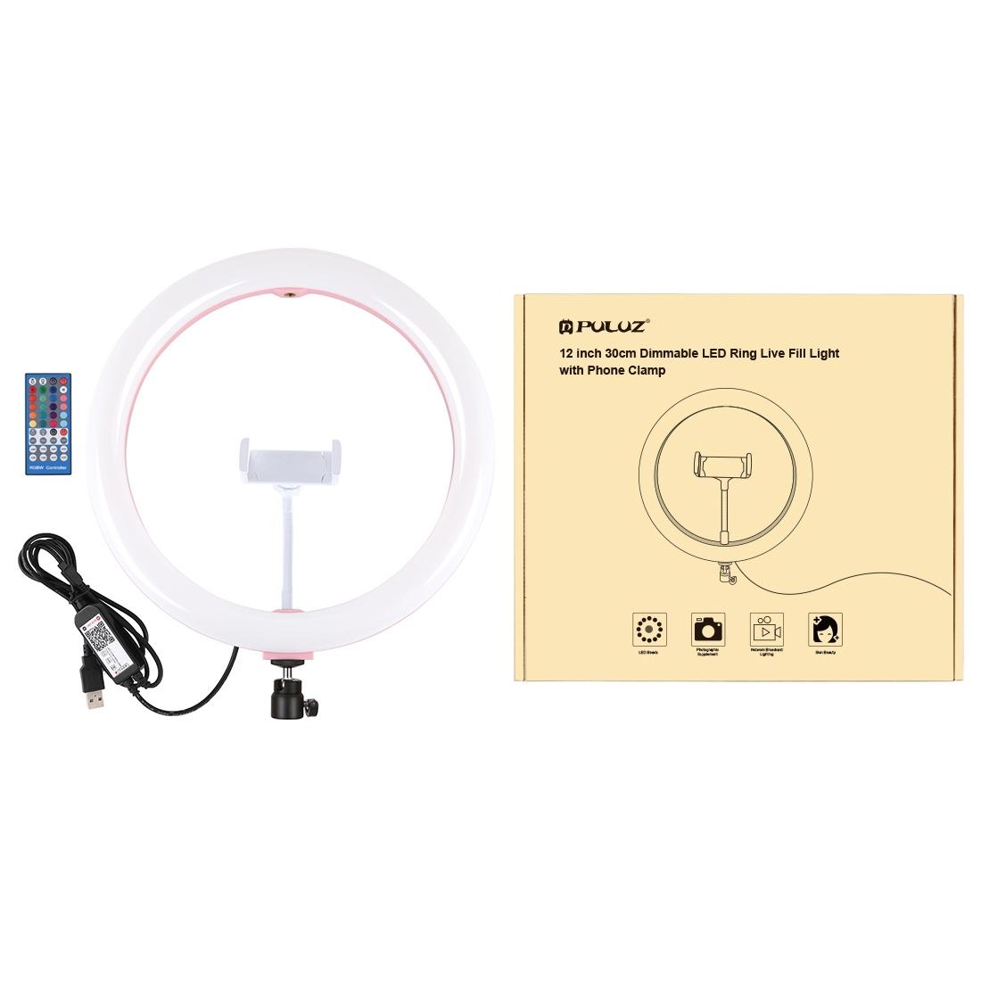 11.8 Dual-temp Led Ring Light with Tripod & Remote - Pink