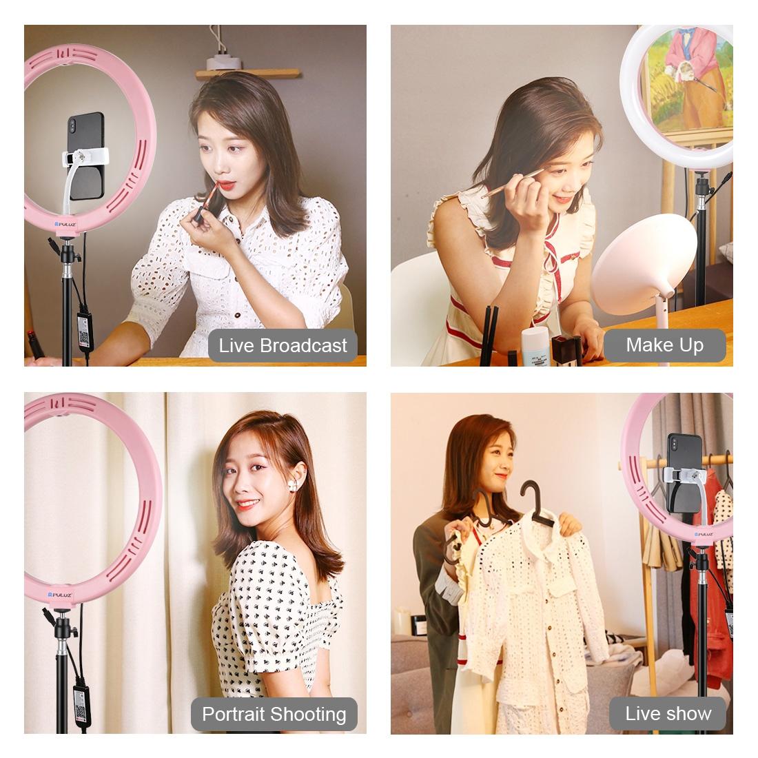11.8 Dual-temp Led Ring Light with Tripod & Remote - Pink 3