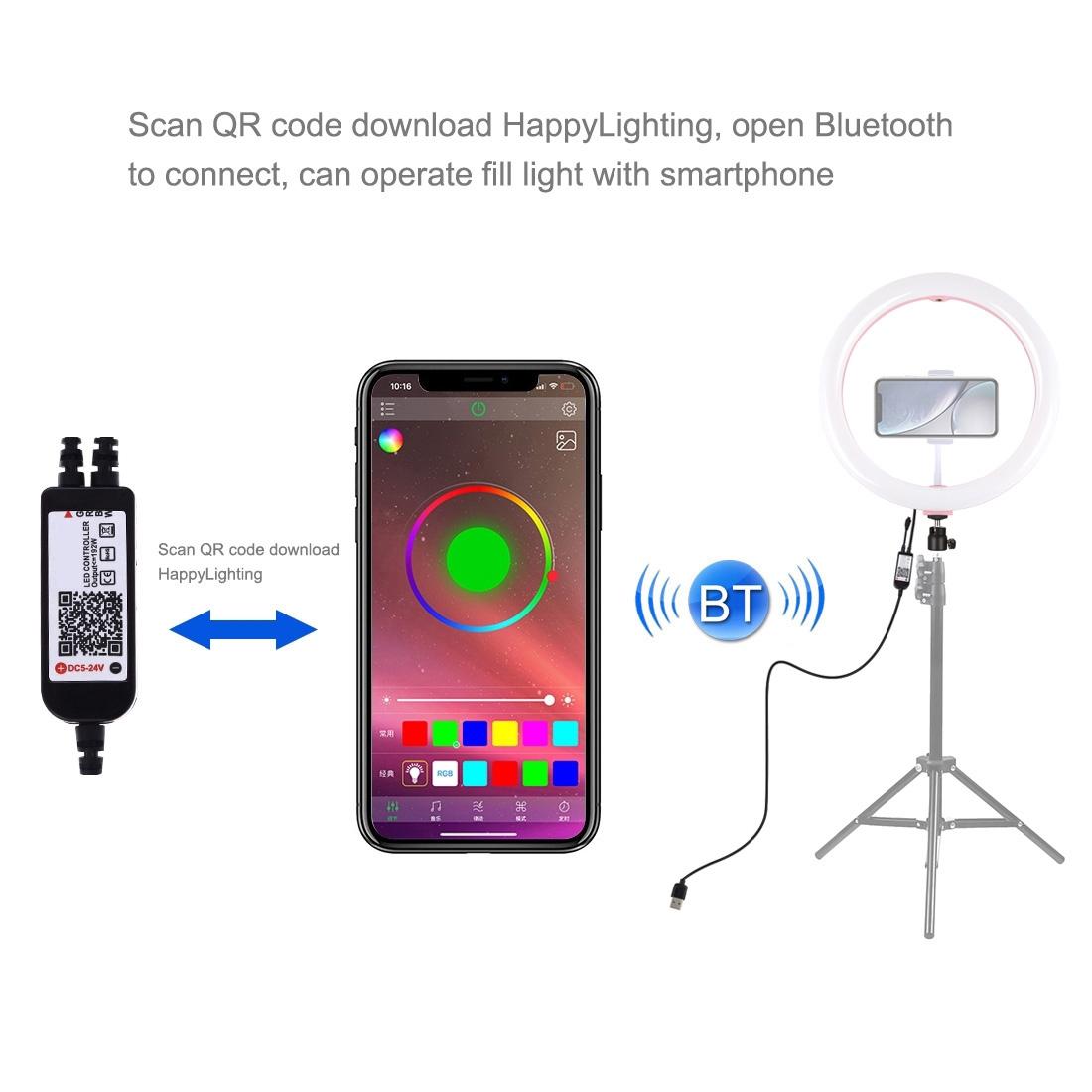 11.8 Dual-temp Led Ring Light with Tripod & Remote - Pink 6