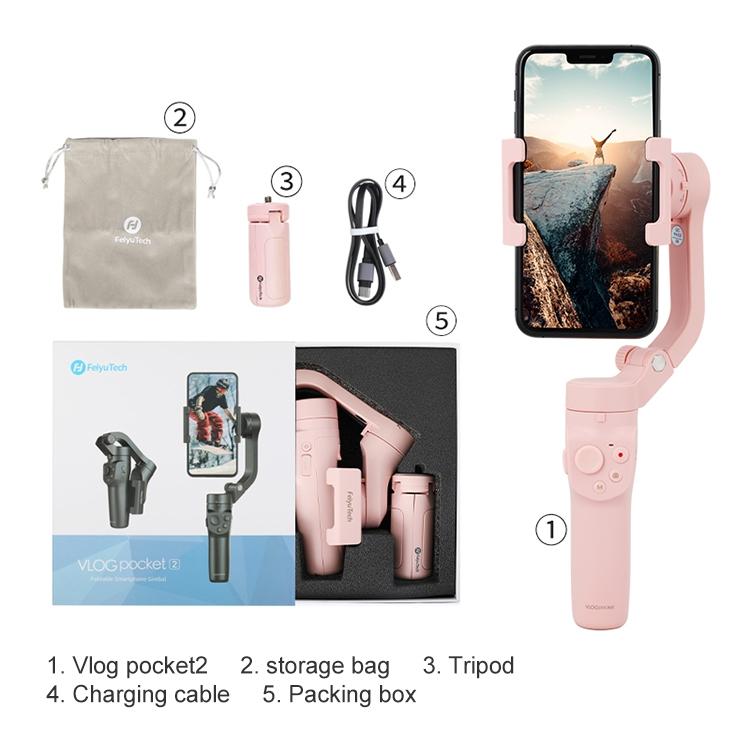 Foldable Vlog Pocket 2 Handheld Stabilizer - Three-axis Gimbal Pink 3
