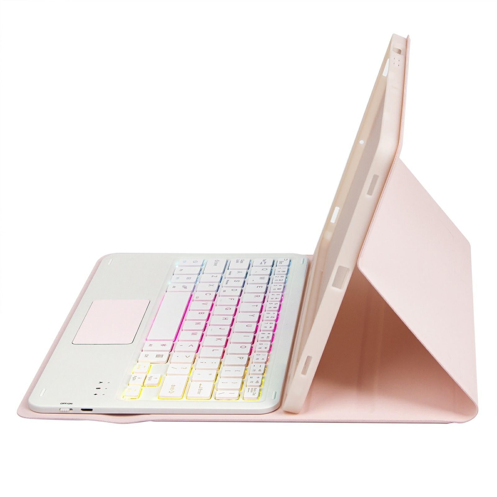 2022 Ipad 10.9 Lambskin Keyboard Case With Backlight & Pen Slot - Pink 4