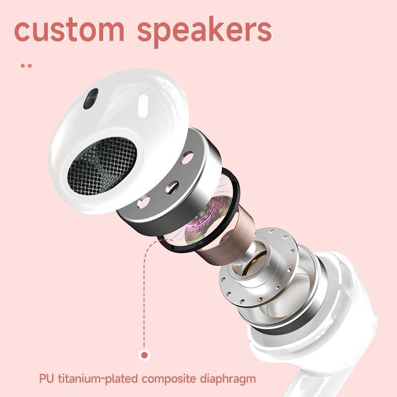 Wireless Hifi Stereo Earphones with Charging Case and Make-up Mirror - Pink 6
