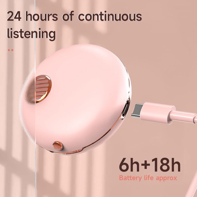 Wireless Hifi Stereo Earphones with Charging Case and Make-up Mirror - Pink 8