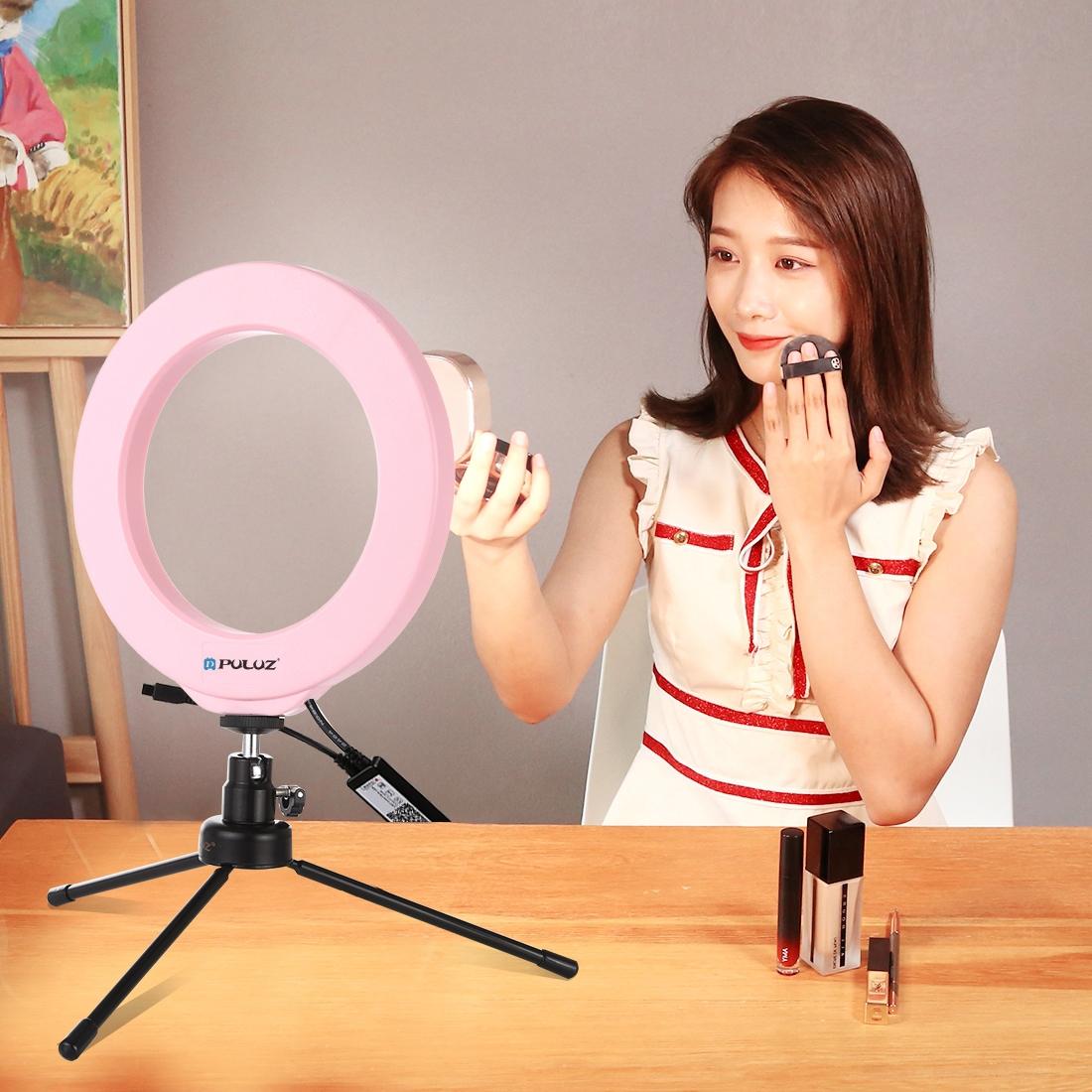 Dimmable 6.2 Usb Rgbw Led Ring Light with Cold Shoe Tripod & Remote - Pink 4