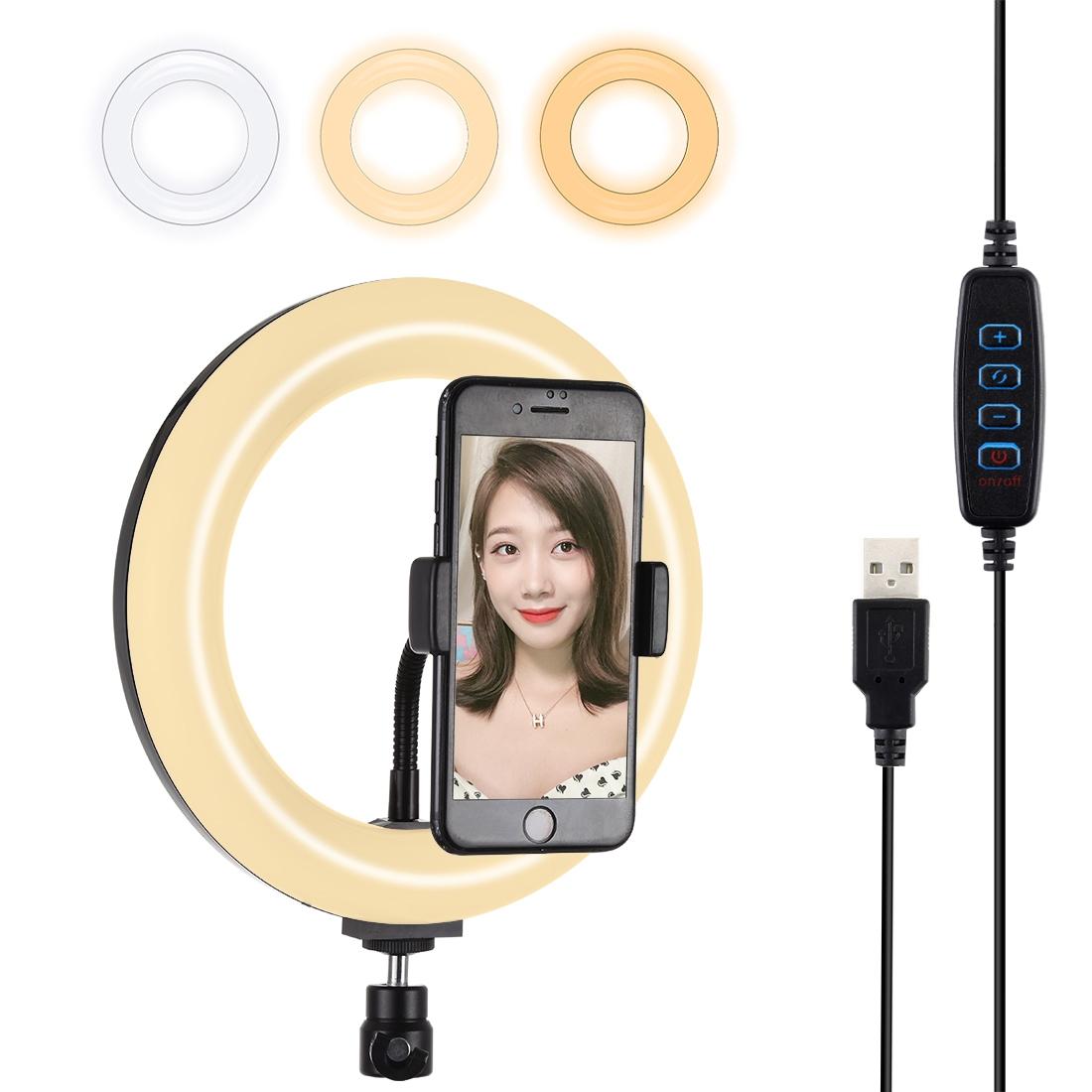 20cm Usb Dual Colour Led Ring Light with Phone Clamp - Pink 12