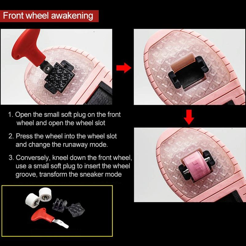 37 Size Double Wheel Led Wing Roller Skates - Pink 4
