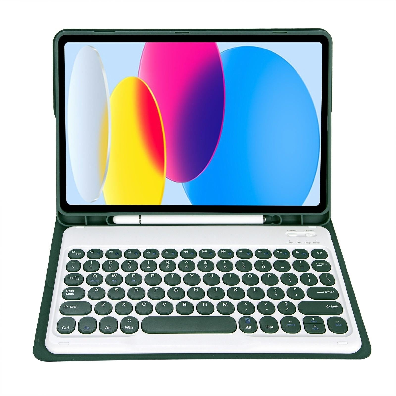 2022 Ipad 10.9 Bluetooth Keyboard Leather Case With Pen Slot - Lambskin Texture - Pink 11