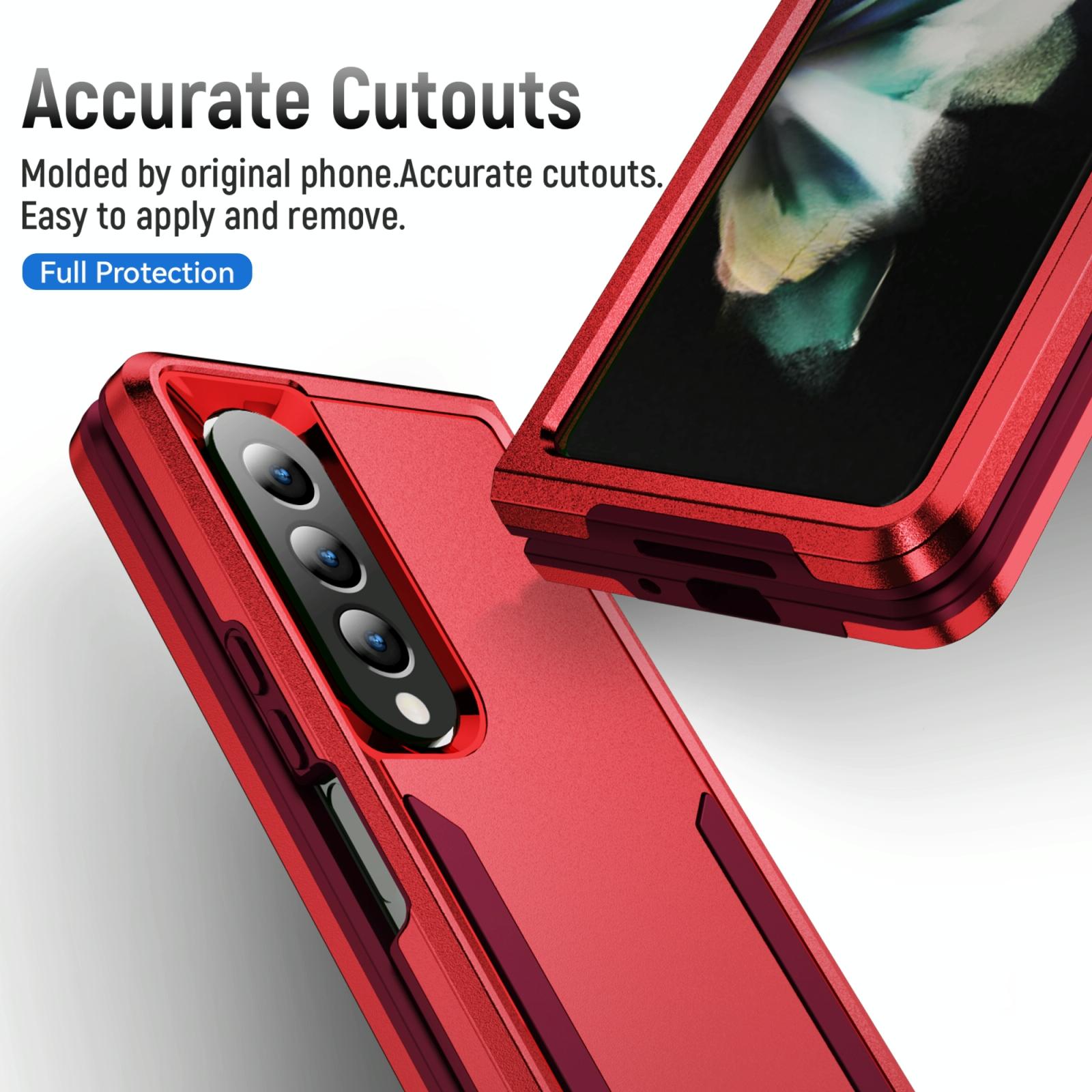 For Samsung Galaxy Z Fold4 5G Shockproof Pc Tpu Case - Green + Pink 6