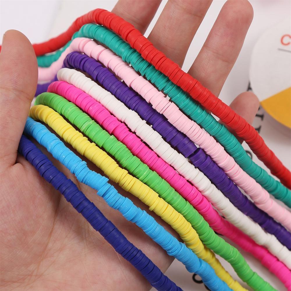 6 Piece Soft Pottery Beading Set For Diy Bracelets & Necklaces - Pink 3