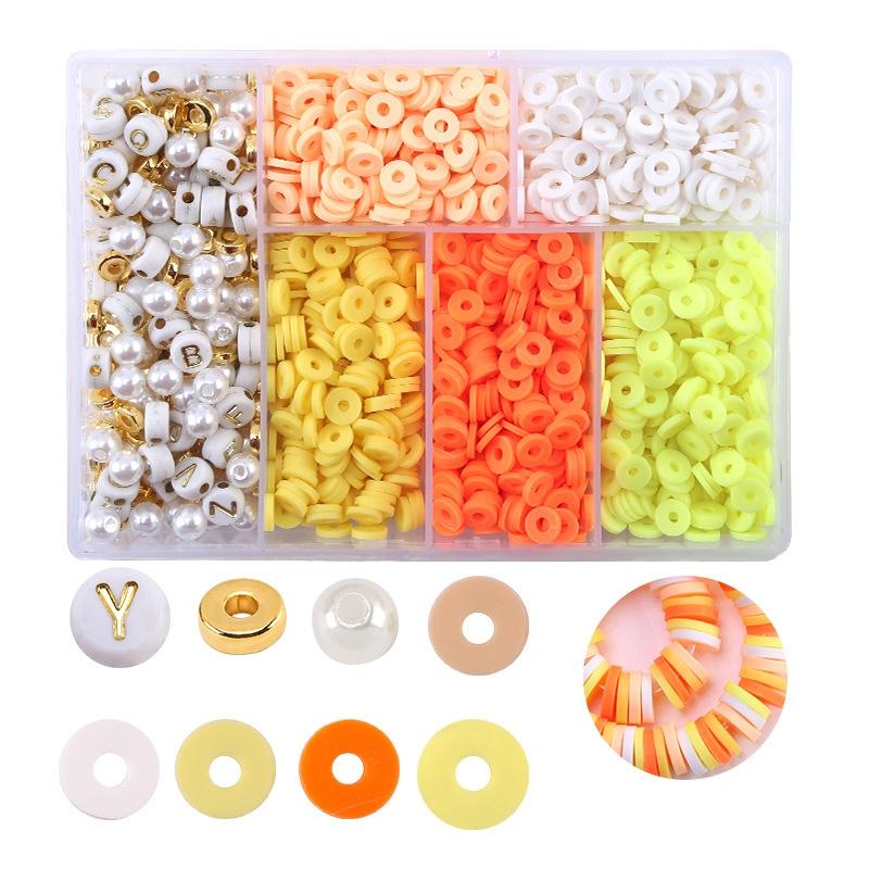 6 Piece Soft Pottery Beading Set For Diy Bracelets & Necklaces - Pink 10
