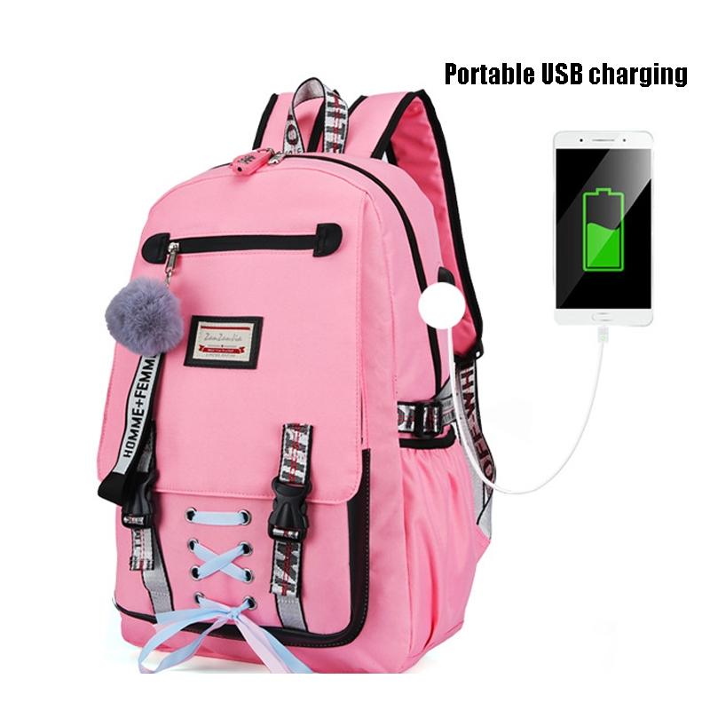 Anti-theft Usb Backpack for Sports and Leisure - Pink 8