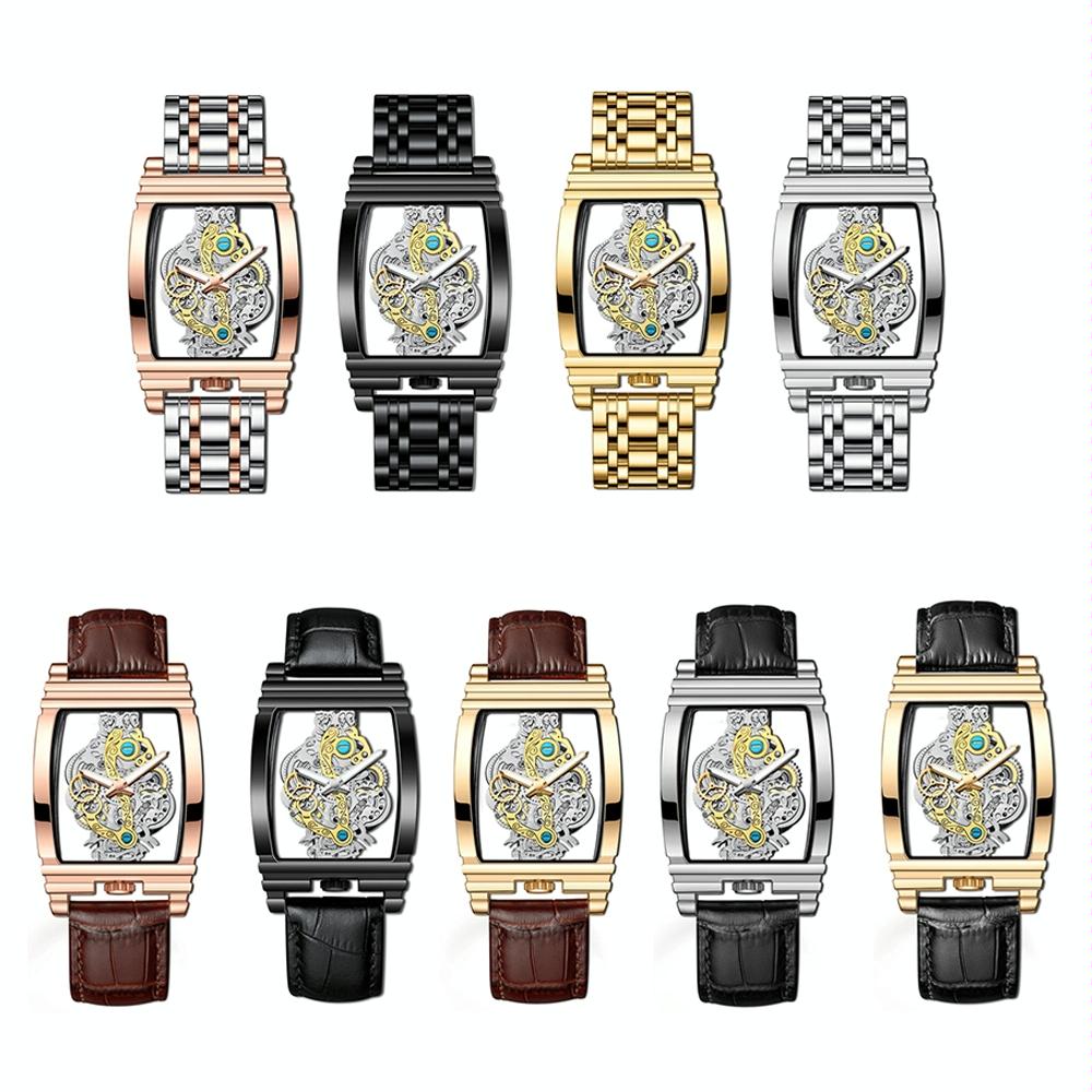 Waterproof Luminous Business Watch for Men - Gear Hollow Outdoor - Black Leather White Steel 3