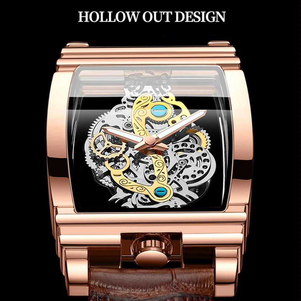 Waterproof Luminous Business Watch for Men - Gear Hollow Outdoor - Black Leather White Steel 5