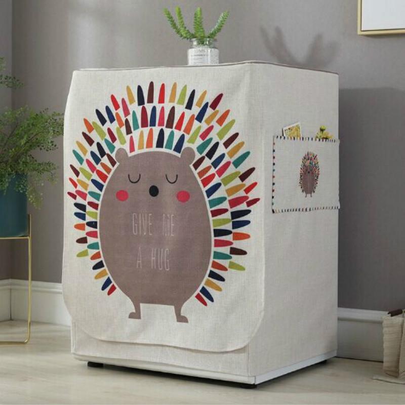 Cartoon Cotton Linen Drum Roller Washing Machine Dust Cover - 83x60x60cm Size - Love Rabbit 3