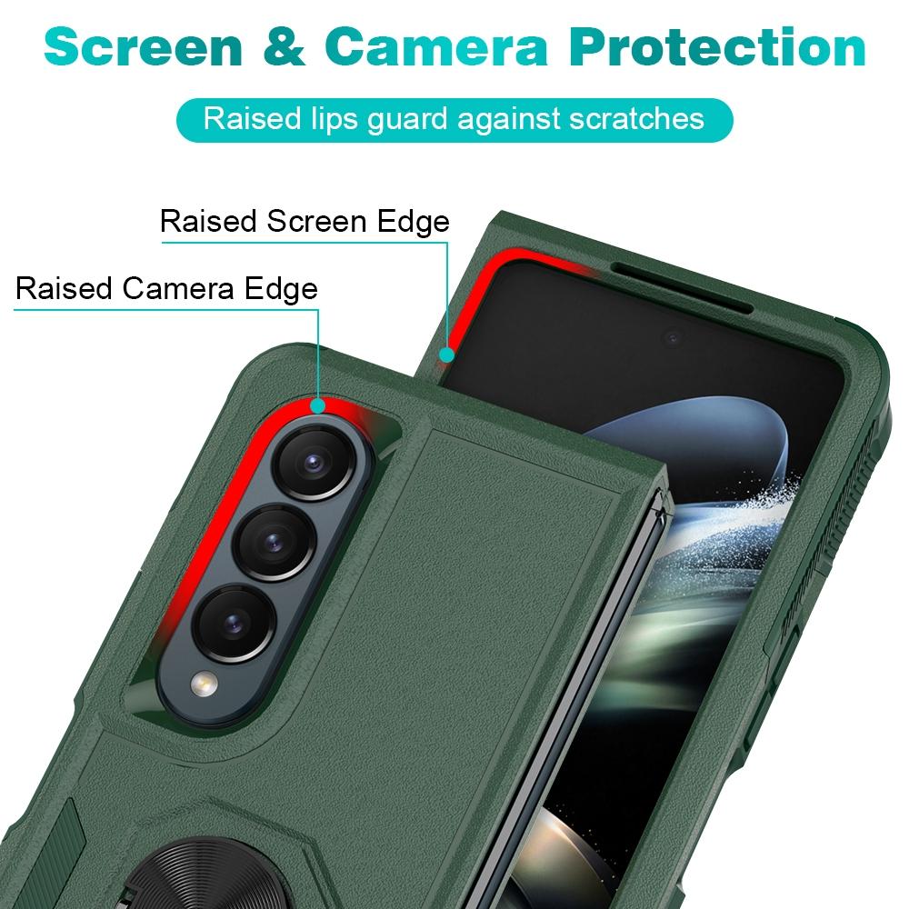 For Samsung Galaxy Z Fold4 5G Tpu Shockproof Case With Ring - 2 In 1 Design - Black 3