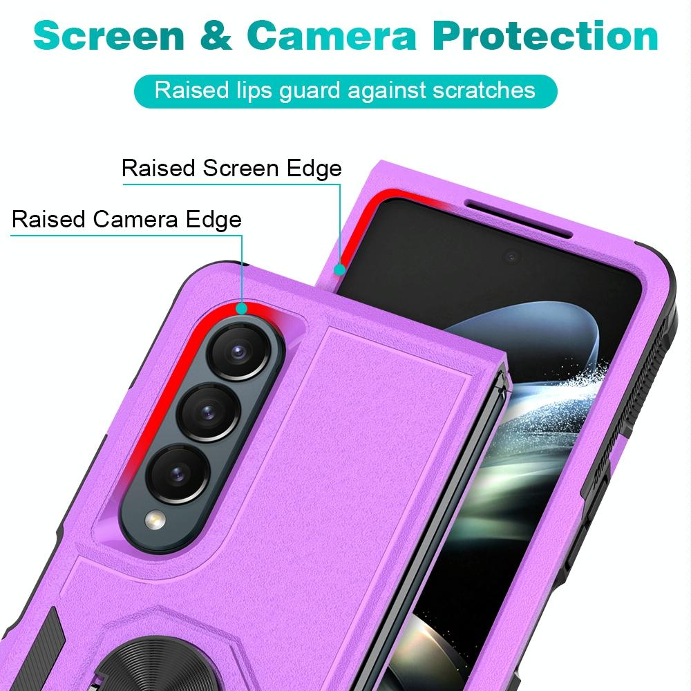 For Samsung Galaxy Z Fold4 5G Tpu Shockproof Case With Ring - 2 In 1 Design - Black 13
