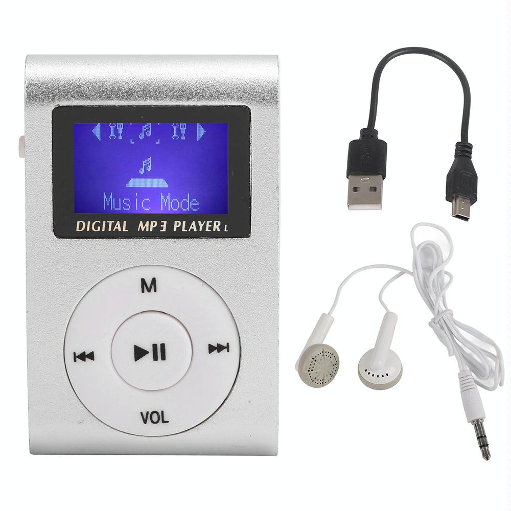Mini Mp3 Player With Screen 128M+Earphone+Cable - Silver Gray