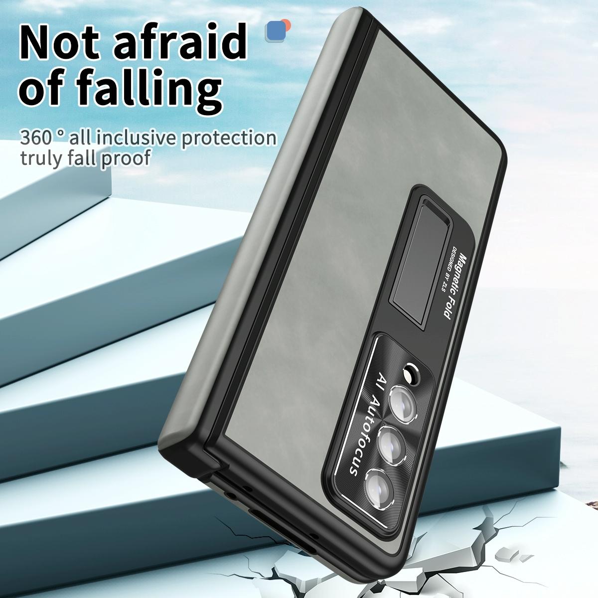 For Samsung Galaxy Z Fold4 5G Magnetic Phone Case - Napa Pattern - Green 15