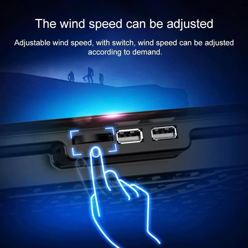Silent Six-fan Cooling Holder for Notebook Computers - Black 6