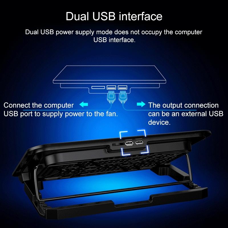 Silent Six-fan Cooling Holder for Notebook Computers - Black 7