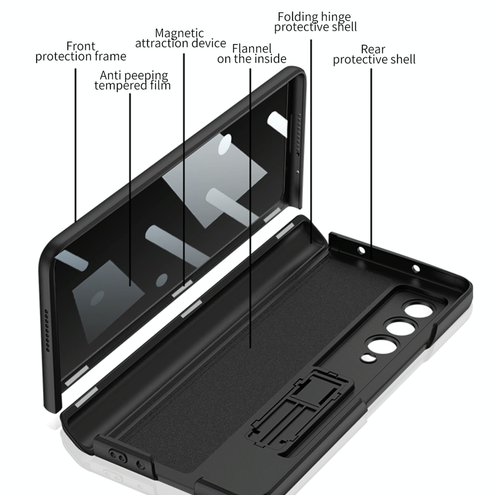 For Samsung Galaxy Z Fold4 5G Magnetic Fold Case - Full Coverage - Gray 4