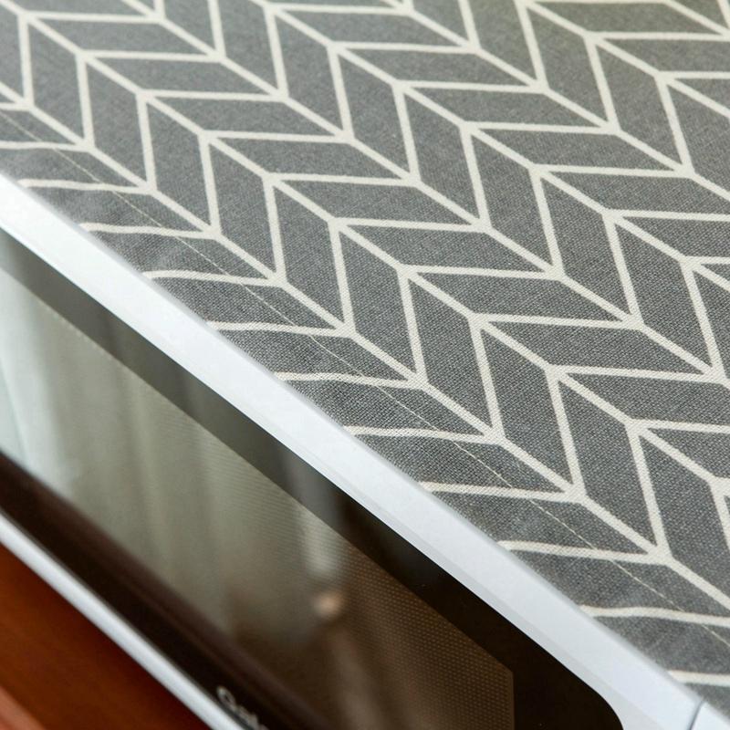 Universal Cotton Linen Microwave Dust Cover - Grey Triangle 11