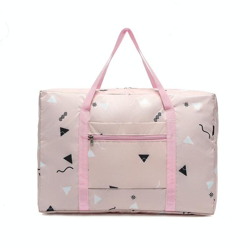 Waterproof Foldable Travel Bag - Compact & Durable - Pink Plaid 12