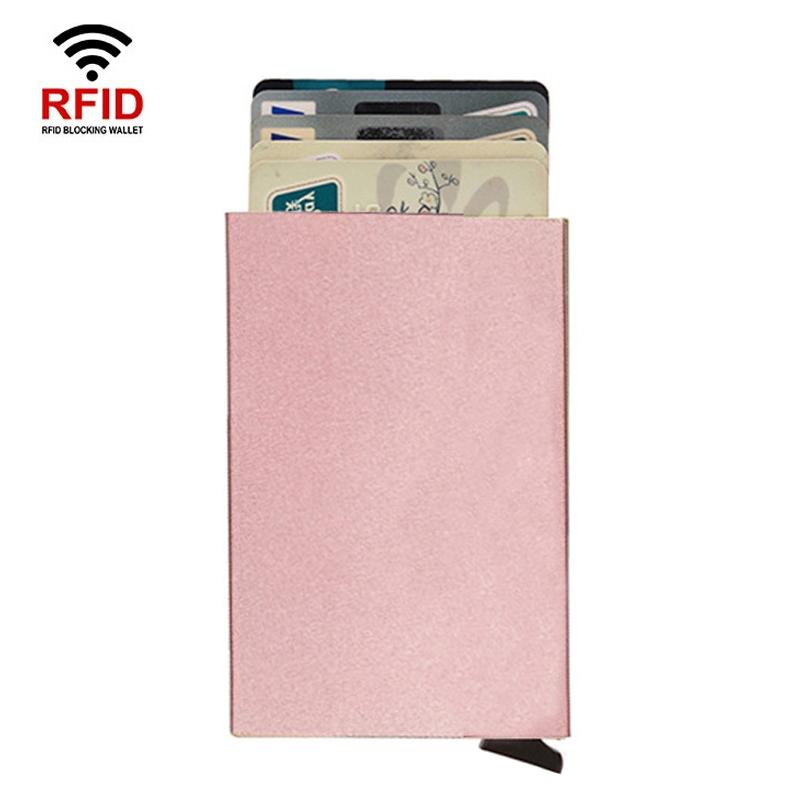 Metal Rfid Card Holder Wallet - Compact Design - Rose Gold 12