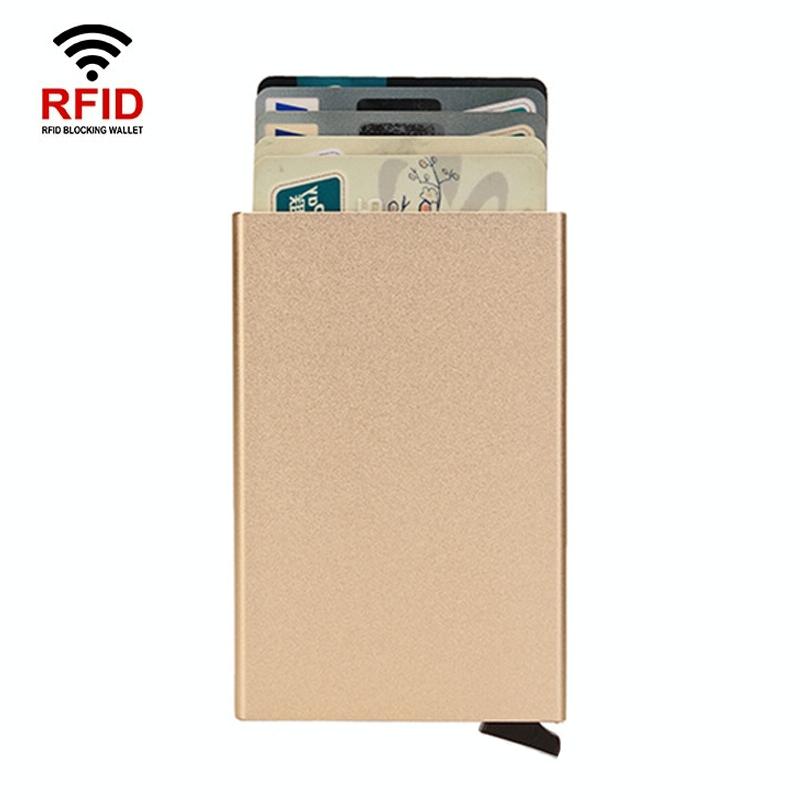 Metal Rfid Card Holder Wallet - Compact Design - Rose Gold 13