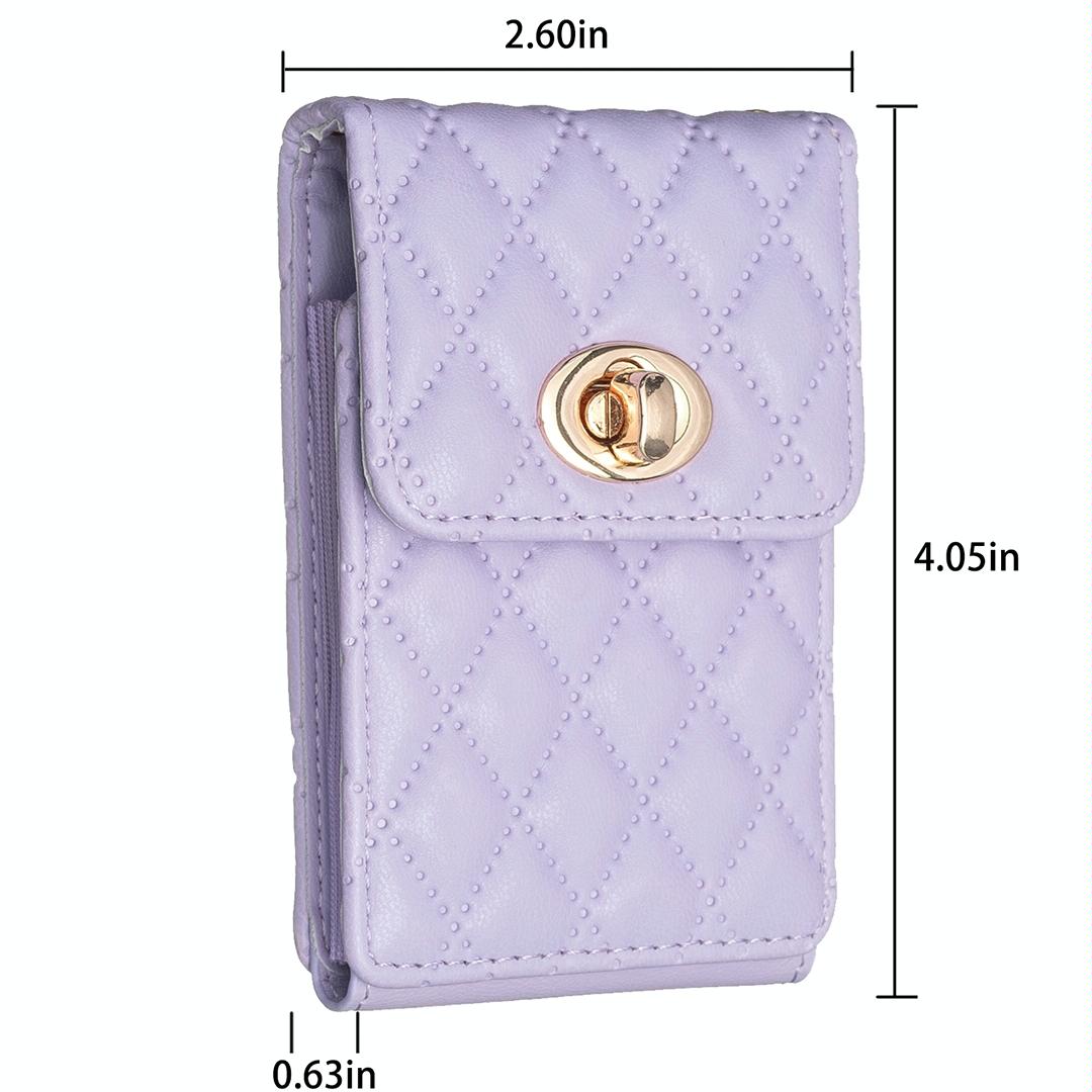 Vertical Card Bag With Metal Buckle For Mobile Phones - Purple 3
