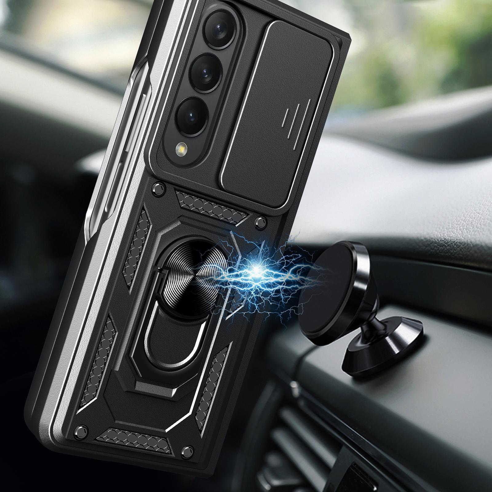 For Samsung Galaxy Z Fold4 5G Tpu Pc Case With Sliding Camera Cover - Black 5