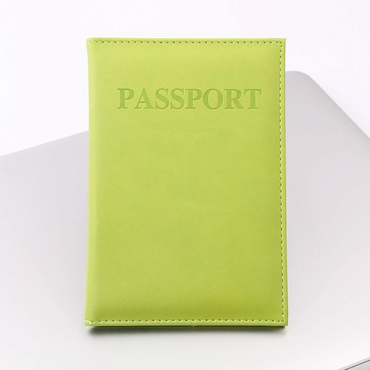 Travel Passport Cover Faux Leather Holder - Light Green