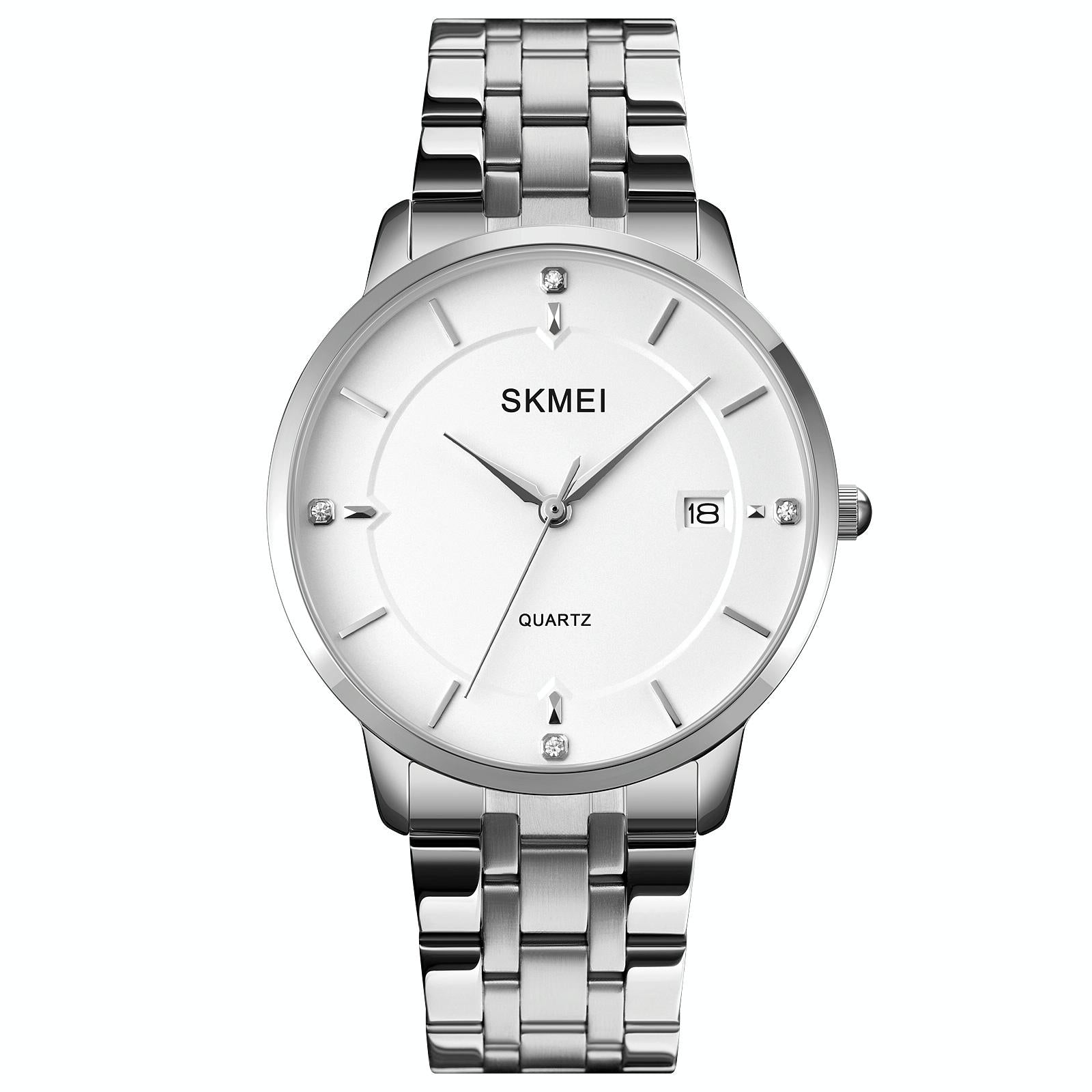 Men Casual Quartz Watch with Calendar - 1801 - Golden Steel Belt 9