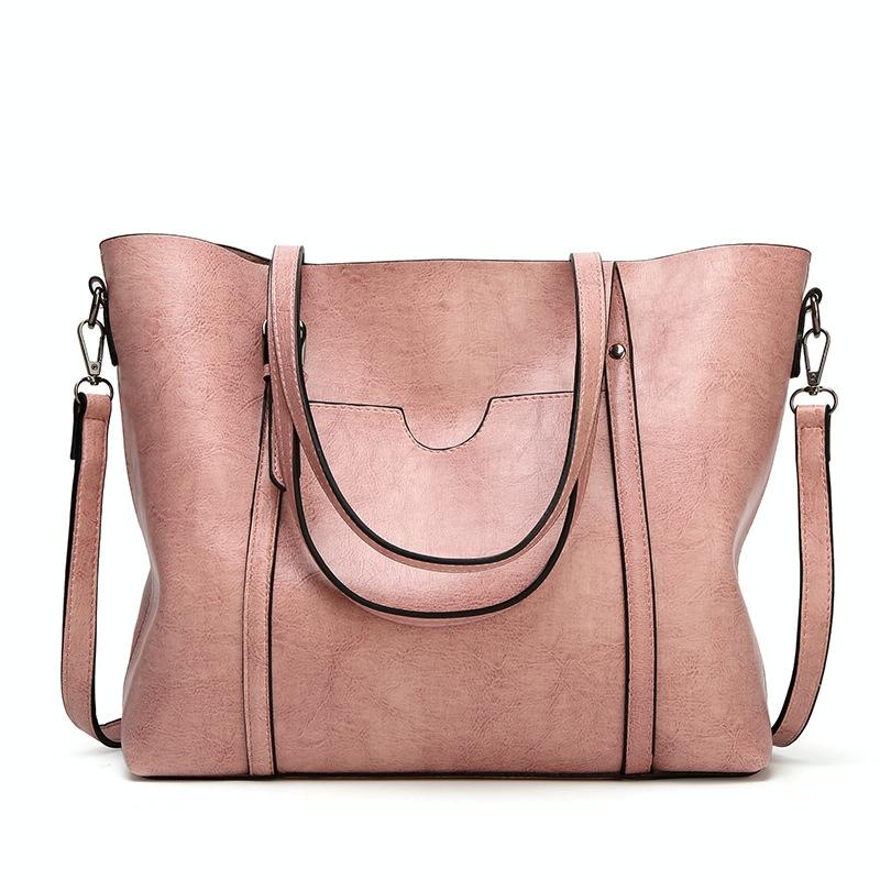 Stylish All-match Leather Handbag - Wax Finish - Deep Purple 8