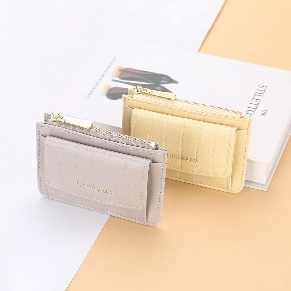 Multifunctional Crocodile Card Holder With Zipper Small Coin Purse - Grey 7