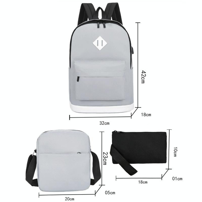 Versatile Student Backpack with Usb Port - College Style - Leaf Black 4