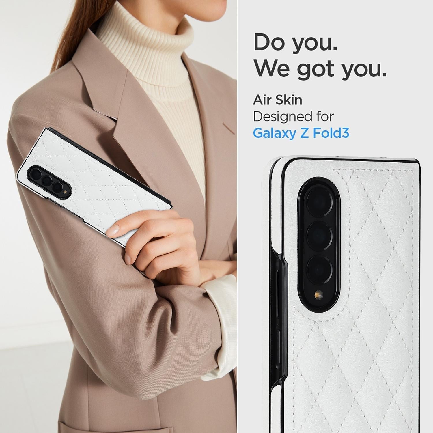 For Samsung Galaxy Z Fold4 5G Foldable Microfiber Phone Case - Rhombic Design - Brown 13
