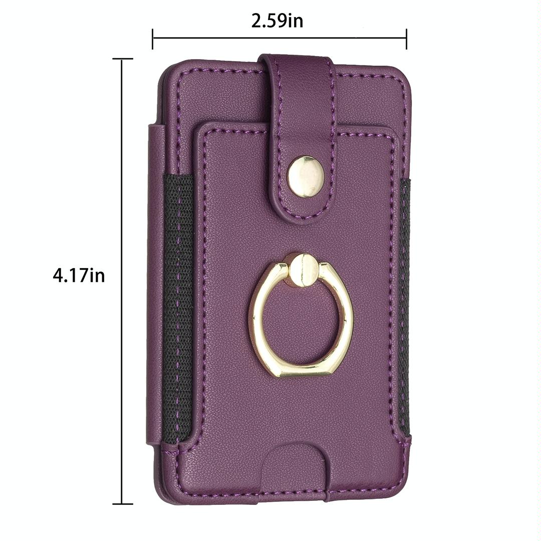 Metal Ring Card Bag Sticker For Mobile Phones - Purple 3