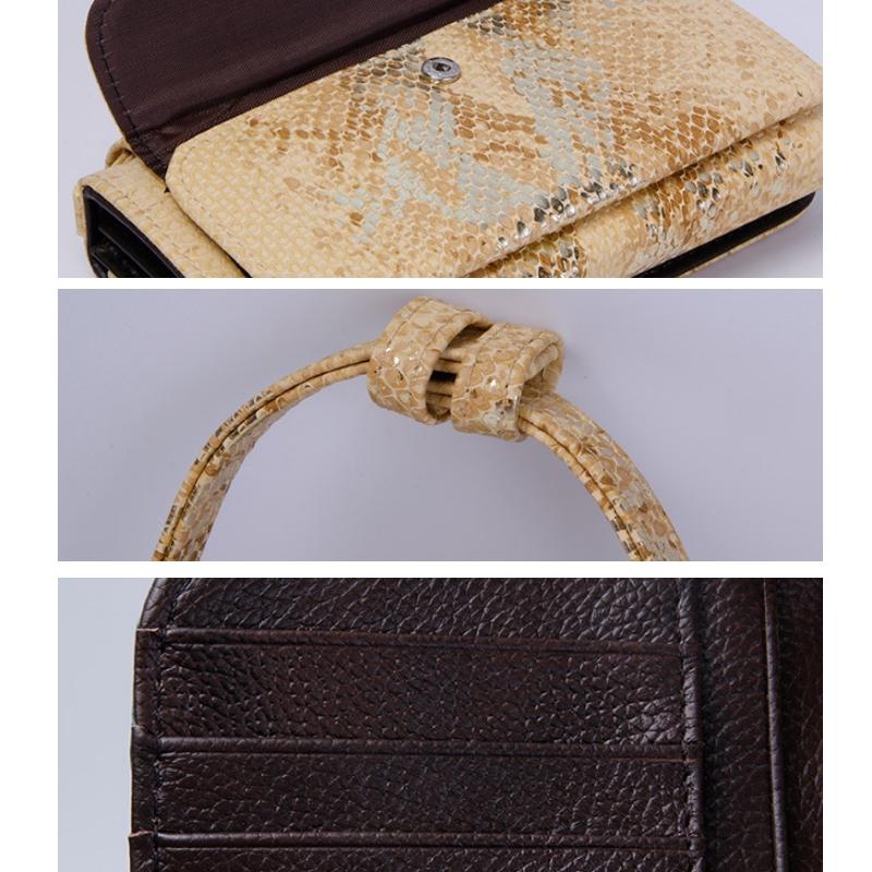Sequin Snake Print Wrist Bag - Multifunctional Chain Wallet - Nude Pink 5